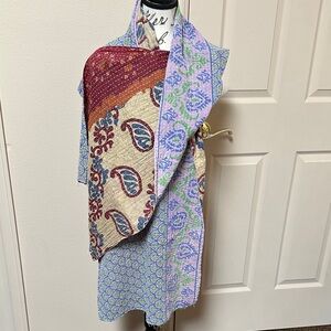 Multicolor Patterned Kantha Wrap Scarf